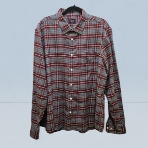 UNTUCKit Men's XX Large Flannel Long Sleeve Button Down Shirt Gray Red Plaid